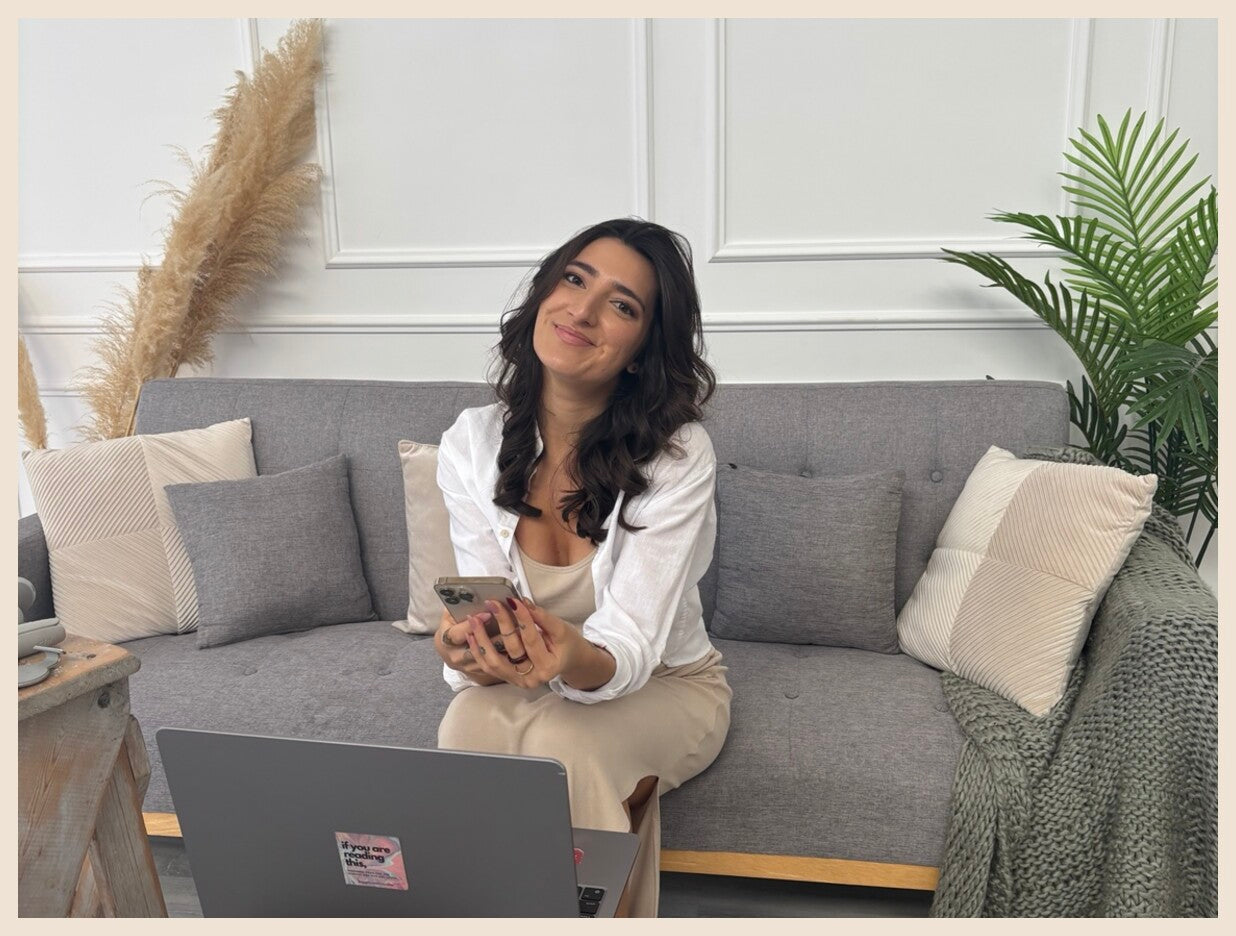 Business creator camera-ready after professional hair and makeup for course recording